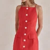 Belinda Denim Mini Dress (Red)