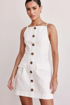 Belinda Denim Mini Dress (White)