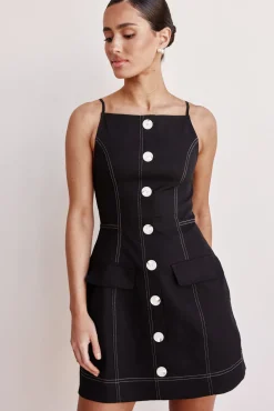 Belinda Denim Mini Dress (Black)