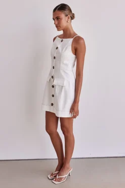 Belinda Denim Mini Dress (White)