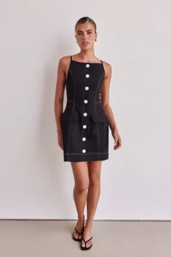 Belinda Denim Mini Dress (Black)