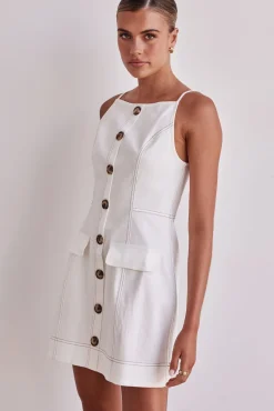 Belinda Denim Mini Dress (White)