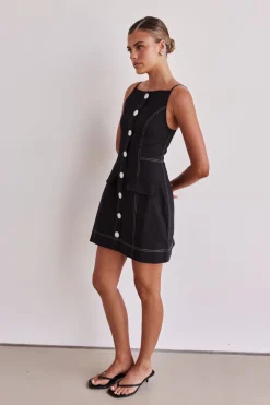 Belinda Denim Mini Dress (Black)