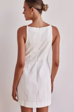 Belinda Denim Mini Dress (White)