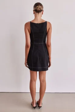 Belinda Denim Mini Dress (Black)