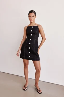 Belinda Denim Mini Dress (Black)