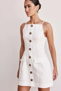Belinda Denim Mini Dress (White)