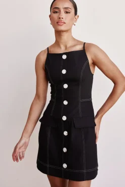 Belinda Denim Mini Dress (Black)