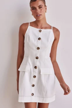 Belinda Denim Mini Dress (White)