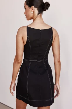 Belinda Denim Mini Dress (Black)