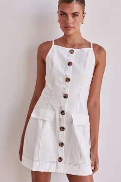 Belinda Denim Mini Dress (White)