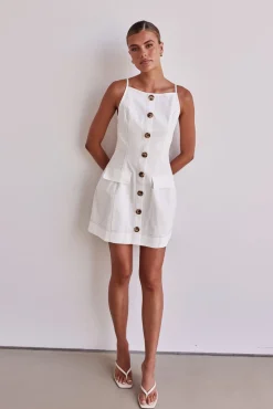 Belinda Denim Mini Dress (White)