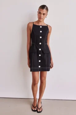 Belinda Denim Mini Dress (Black)