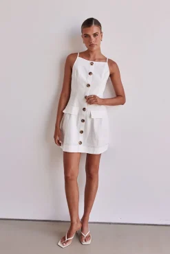 Belinda Denim Mini Dress (White)