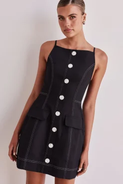 Belinda Denim Mini Dress (Black)