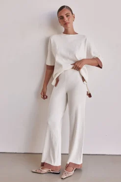 Selenia Ribbed Knit Pant (Cream)