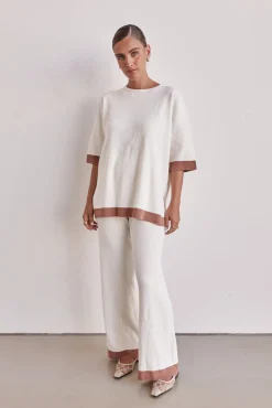 Selenia Ribbed Knit Pant (Cream)