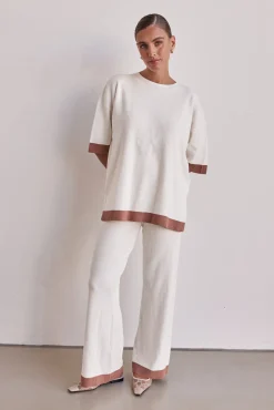 Selenia Ribbed Knit Pant (Cream)