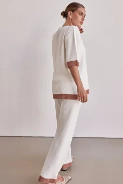 Selenia Ribbed Knit Pant (Cream)