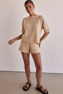 Sunset Hills Knit Shorts (Beige)