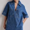 Tara Denim Mini Dress (Blue)