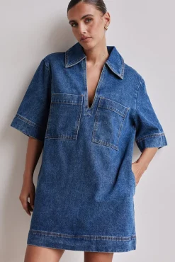 Tara Denim Mini Dress (Blue)