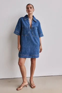 Tara Denim Mini Dress (Blue)