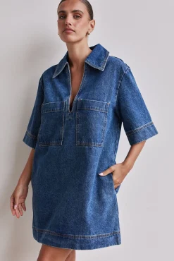 Tara Denim Mini Dress (Blue)