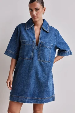 Tara Denim Mini Dress (Blue)