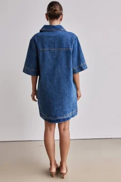 Tara Denim Mini Dress (Blue)