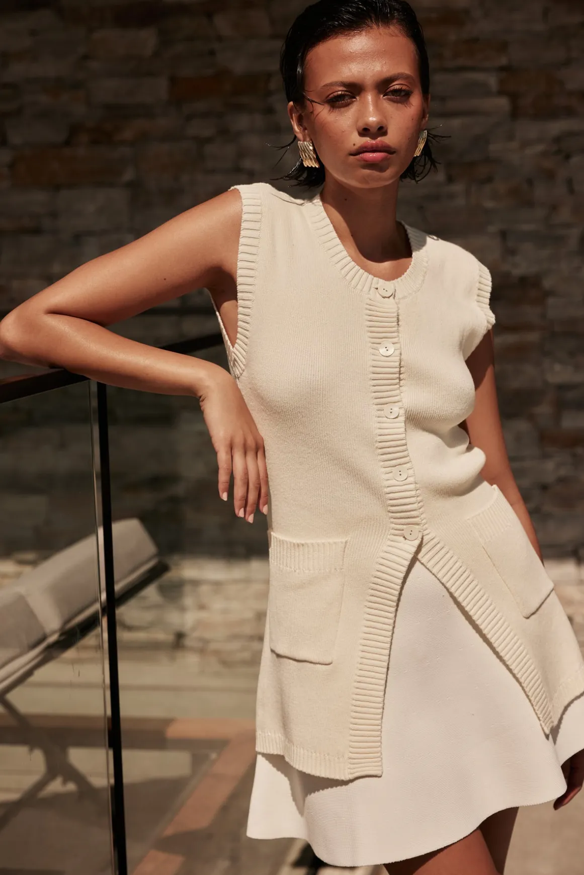 The Beverly Knit Vest (Cream)