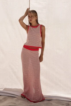 Val Knit Maxi Skirt (Red)