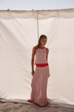 Val Knit Maxi Skirt (Red)