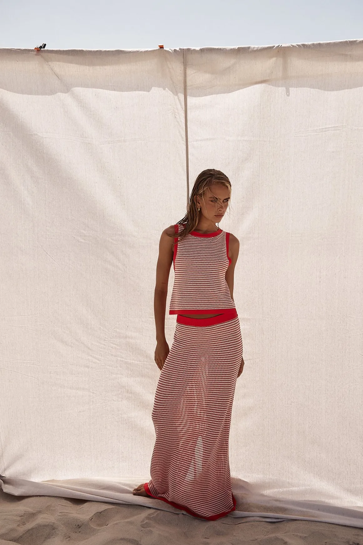 Val Knit Maxi Skirt (Red)