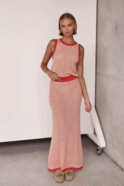 Val Knit Maxi Skirt (Red)