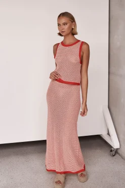 Val Knit Maxi Skirt (Red)